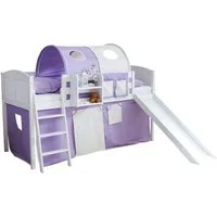 Ticaa Hochbett Hochbett mit Rutsche Rutschbett "Ekki" Country