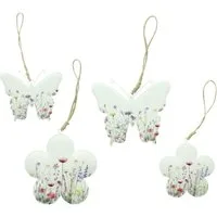 Home-trends24.de Dekohänger Schmetterling Blume Metall Deko Hänger Frühling 4er-Set (4 St)