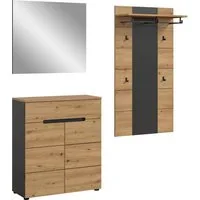 Home affaire Garderoben-Set REHAT, TOPSELLER!, 3-teilig, Breite 175 cm, individuell erweiterbar, (Set, 3-St., bestehend aus: Kommode, Spiegel und Garderobenpaneel), Garderobenkombination, Kombination, Set, Flurgarderobe, Diele