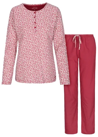IN LINEA - Da.-Pyjama crimson floral - Gr. - 48