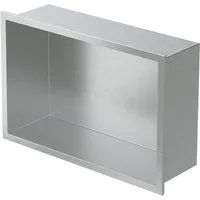 LuxeBath Duschwand Wandnische mit Rahmen aus Edelstahl Flexibler Einbau für Badezimmer, Duschnische Silber 20x30x10cm Einzelregal & Rahmen Befliesbare Nische