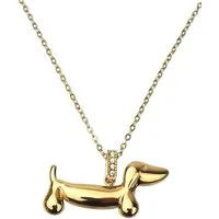 Ella Jonte Edelstahlkette, mit Dackel Dachshund gold mit Strass - kurze Kette 40-45 cm