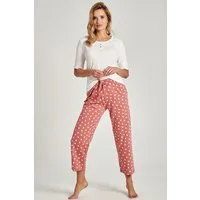 Mademoiselle Sommeil Pyjama Schlafanzug mit gepunkteter Hose (2 tlg., 1 Stück) und Oberteil aus Baumwollrib