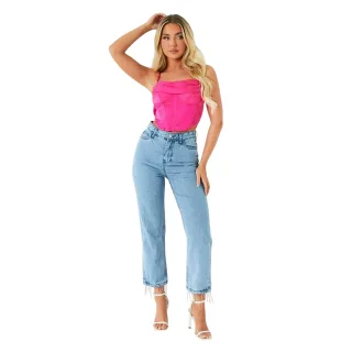 Missy Empire - Korsett Top für Damen, Satin (Pink)