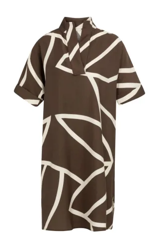 Yaya - Gemustertes Polokleid braun - Gr. - 42