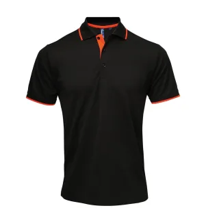 Premier Herren Contrast Coolchecker Poloshirt (Schwarz/Orange)