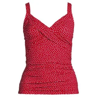 Tankinitop CHLORRESISTENT mit V-Ausschnitt, Damen,  Rot, Nylon-Mischung, by Lands' End
