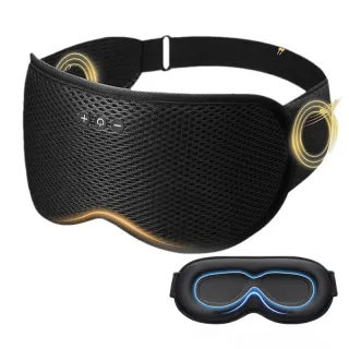 Bluetooth 3D Wireless Music Eyemask Blindfold Soft Washable Eye Mask with Handsfree Call Earphones Portable Travel Light