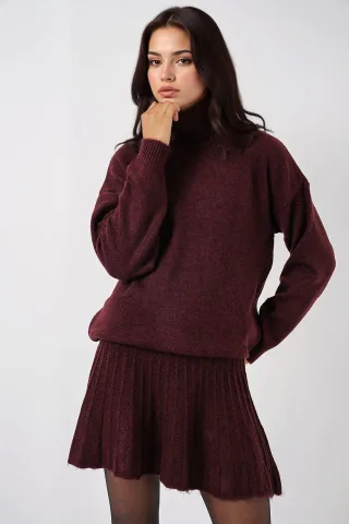 Strukturierter Oversized Rollkragen-Strickanzug