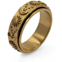 Eyecatcher Fingerring Drehbare Anti-Stress Ringe aus Edelstahl mit Sonne- und Mondmotiven, Drehbarer Ring, Beweglicher Ring