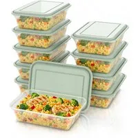 Arendo Vorratsdose Meal Prep Box 950 ml, 10er Set, je 1 Fach, für Büro, Fitness & Küche, Polyprophylen (PP), (Set, 10-tlg., 10er Set Meal Prep Boxen), transparent, mikrowellen-, gefrier- & spülmaschinengeeignet
