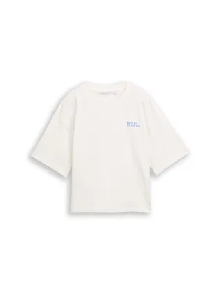 Denim Tom Tailor - Boxy Fit T-Shirt mit Rückenprint off white - Gr. - S