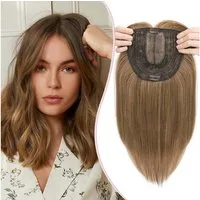 LuxusKollektion Toupet Haartopper Toupet Clipin Basis 15x15cm 35 CM Honigblond Gemischt