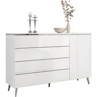 Lookway Kommode AURORA SILVER 1D4S mit Schubladen und Metallbeinen, Breite: 140 cm