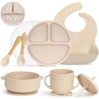 feinlux Kindergeschirr-Set Kindergeschirr-Set (7-tlg), 1 Personen, mit Staubschutzdeckel, Saugnapfboden, stoßfest