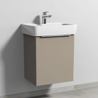Sanipa 3way Waschtischunterbau zu Geberit Renova Plan Waschtisch mit 1 Tür, Sandgrau-Matt UF87367
