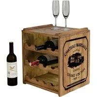 LebensWohnArt Weinregal Flaschenbox SURAT Antique Natural 40cm Mahagoni Shabby Weinregal