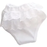 La Bortini Slip Baby Höschen mit Rüschen am Po in Weiß mit Spitzen aus reiner Baumwolle, mit Spitzen, 44 50 56 62 68 74 80 86 92 98 104