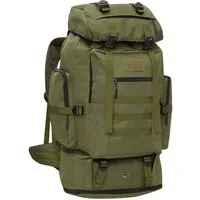 NILS CAMP Trekkingrucksack Militärrucksack Reiserucksack Outdoorrucksack (Spar-Set, 1-tlg., 75-90 x 41 x 30 cm), 100 l, 5 Fronttaschen, MOLLE-Panel, verkürzbar