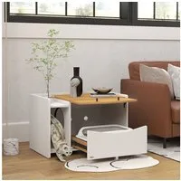 PawHut Katzentoilette Katzenschrank, Katzenhaus, für Katzen unter 5 kg, 78x50x51cm, für Wohnzimmer, Eiche