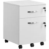 VASAGLE Aktenschrank Rollcontainer, abschließbar, mit 2 Schubladen, 5 Rollen verstellbare Hängestangen, für Hängeregistratur im A4/Letter-Format