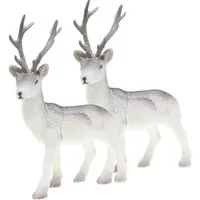 Florists Products Schneemann Deko Hirsch Set beflockt beschneit 27,5cm 2 Stück Winter