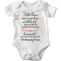 22Feels Kurzarmbody Bio Mädchen Babybody Weiß Hallo Papa Herz Geschenk Geburt Babyparty BIO-Baumwolle - In Deutschland Bedruckt - Niedlicher Print