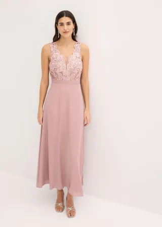 bonprix Maxikleid mit Paillettenstickerei, rosa, Gr.52, Elegantes Abendkleid mit feiner Stickerei und Paillettenverzierungen im Oberteil