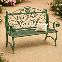 DanDiBo Gartenbank Wetterfest Patina Grün 120 cm 2 Sitzer Sitzbank 96021 Parkbank Eisen, Garten