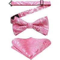 LuxusKollektion Fliege Fliege Einstecktuch Herren Smoking Hochzeit Party E Rosa 1