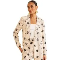 Love & Roses Jackenblazer Love & Roses Nadelstreifenblazer in Leinenoptik (1-tlg)