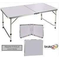 BruKa Klapptisch Campingtisch COMPACT Weiß Klapptisch klappbarer Gartentisch, klappbar Tisch, Mehrzwecktisch, 120 cm