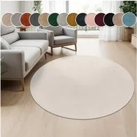 Paco Home Teppich Cadiz 630, rund, Höhe: 14 mm, Kurzflor, Uni-Farben, besonders weich, waschbar, Wohnzimmer