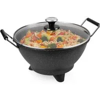 PRINCESS Elektrische Wokpfanne, 1400 W, Großer Asia Elektro Wok Ø30cm 7Liter mit Glas Deckel