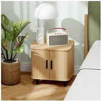 HOMCOM Nachttisch Beistelltisch Moderner Nachtschrank mit Lamellen-Schiebetür (Sofatisch, 1-St., 1 Tisch), für Schlafzimmer, Wohnzimmer, 48 x 40 x 48 cm, Eiche