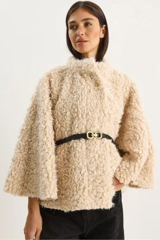 Oversize-Plüschmantel mit Jackenkragen
