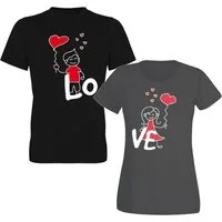 G-graphics T-Shirt LO – VE (Partner- / Paar-Set, Einzelteile zum selbst zusammenstellen) Aufdruck auf der Vorder- oder Rückseiteseite wählbar