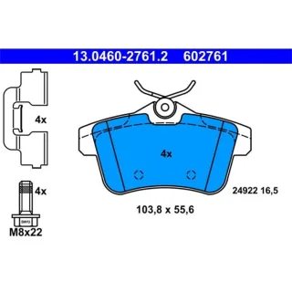 ATE Bremsbel?ge hinten Citroen DS Peugeot 13.0460-2761.2