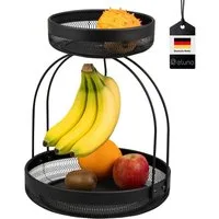 eluno Obstschale 2-stöckige Etagere, Metall, (1-tlg), mit Bananenhalterung