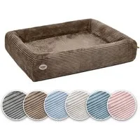 SABRO Hundekorb KUDDE Orthopädisch - Waschbar & Wasserabweisend - Ergonomisch aus, Cord, Premium Hundebett mit wechselbarem Bezug für jede Hundegröße