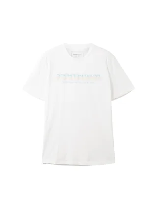 Denim Tom Tailor - T-Shirt mit Logo-Print white - Gr. - M