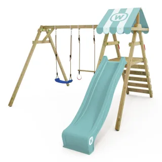 Doppelschaukel Smart Ace mit Rutsche und Dach - Stabiles Spielgerüst für den Garten - Hochwertiges Kletterset für Kinder - Abenteuer-Spielplatz Wickey