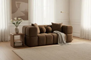 Sofa Designersofa VEGA 3-Sitzer in Stoff Egon Dunkelbraun