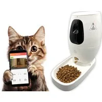 Berger & Schröter Katzen-Futterautomat Smart Pet Feeder mit Kamera, Fernüberwachung und Leckerlie-Spender, 720P-HD-Kamera mit Liveübertragung direkt per App