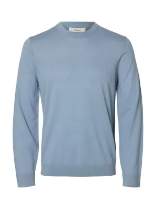 SELECTED MEN - SLMTRAY LS KNIT MERINO CREW NECK NOOS Dusty Blue - Gr. - L