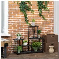 Outsunny Pflanzentreppe mit 4 Regalen, Wetterbeständig, Blumentreppe (Pflanzenregal, 1 St., Blumenständer), für Garten, Balkon, Schwarz