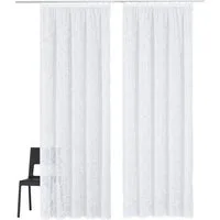 OTTO home Gardine Tanaro (2 St), Kräuselband, transparent, Voile, Vorhang, Fertiggardine, 2-er Set, mit Schlingen-Motiv bedruckt