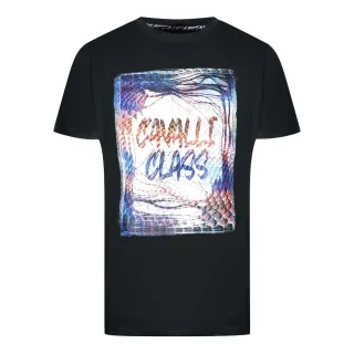 Cavalli Class Box-Logo Schwarzes T-Shirt