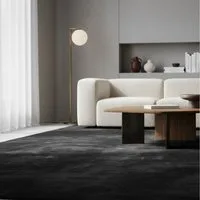 KADIMA DESIGN Teppich ISAR Wohnzimmer Waschbar Schlafzimmer Wohnzimmerteppich Esszimmer Uni, Rechteckig, Höhe: 13 mm, Schwarz, 60x100 cm, Strapazierfähig Esszimmerteppich Waschbar