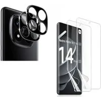 CLM-Tech Displayschutzfolie 2X Schutzfolie für Xiaomi Redmi Note 14 Pro PLUS 5G Kameraschutz 2X für Xiaomi Redmi Note 14 Pro+ 5G, 4er Set Kameraglas aus 9H Glas Displayschutz Folie weich, 4 Stück, Anti-Fingerabdruck und blasenfreie Anbringung